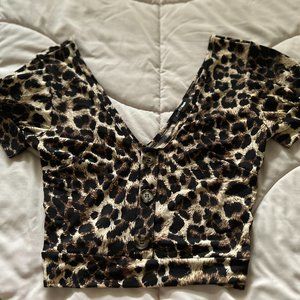 Fashion Nova, S, Animal Print, V-Neck Top